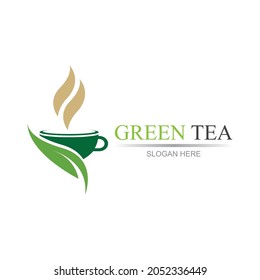 Green tea logo vector illustration design template
