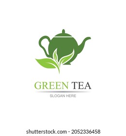 Green tea logo vector illustration design template