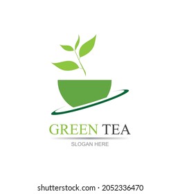 Green tea logo vector illustration design template