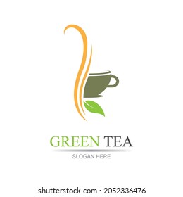 Green tea logo vector illustration design template