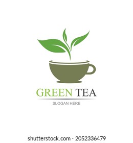 Green tea logo vector illustration design template