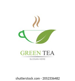 Green tea logo vector illustration design template