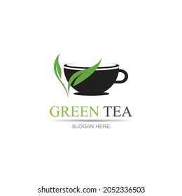 Green tea logo vector illustration design template