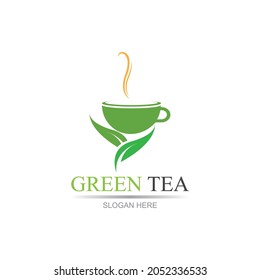Green tea logo vector illustration design template