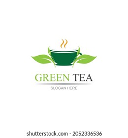 Green tea logo vector illustration design template