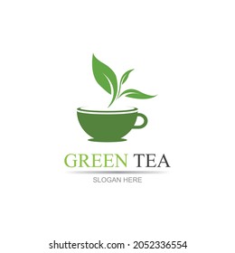 Green tea logo vector illustration design template