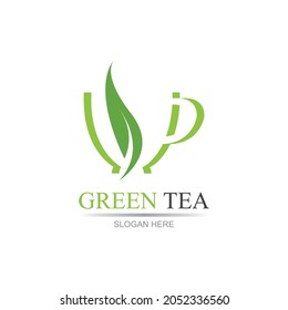 Green tea logo vector illustration design template