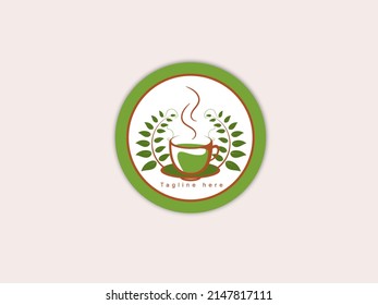 logotipo de té verde de color suave.