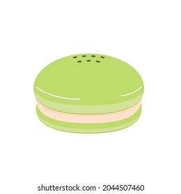 Green tea Macaron cartoon vector. Green tea Macaron on white background.