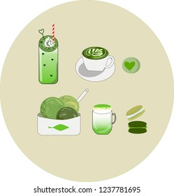 green tea matcha icons