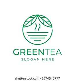 Green Tea Matcha Leaves Logo Design