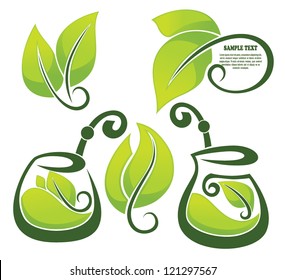 green tea, and mate, vector collection of forms, symbols and images