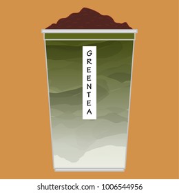 Green tea milk and red bean. green tea vector. wallpaper. background. poster and label.