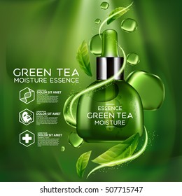 Green Tea Moisture Essence Skin Care Cosmetic.