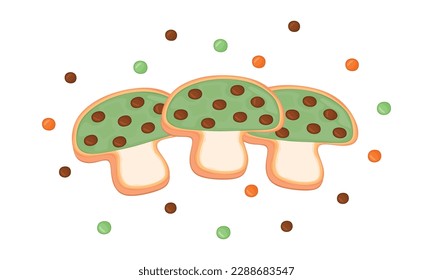 Green tea mushroom cookies biscuit cake illustration
