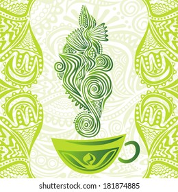 Green tea nature pattern background vector illustration