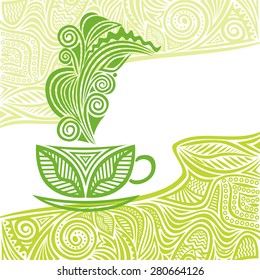 Green tea nature pattern background vector illustration
