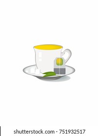 Green tea on a white background 