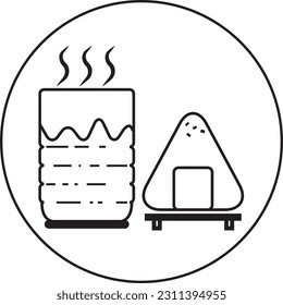 green tea and onigiri icon vector design template and illustration with editable stroke 