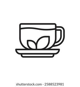 Green Tea Outline Icon Vector Illustration
