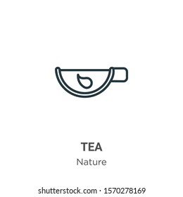 Green tea outline vector icon. Thin line black green tea icon, flat vector simple element illustration from editable nature concept isolated on white background