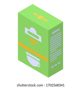 Icono del paquete de té verde. Isométrico icono vectorial del paquete de té verde para el diseño web aislado en fondo blanco