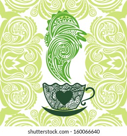 Green tea pattern background vector illustration