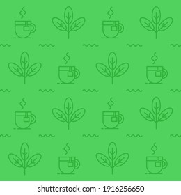 Green tea pattern design. Easy to edit with vector file. Can use for your creative content. Especially about international tea day campaign in this may.