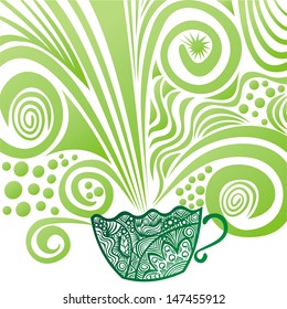 Green tea pattern vector illustration