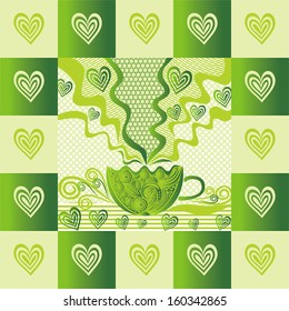 Green tea pattern vector illustration