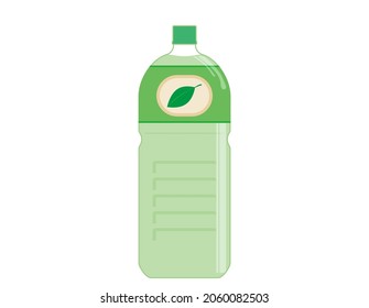 Botella de té verde PET. Ilustración vectorial.