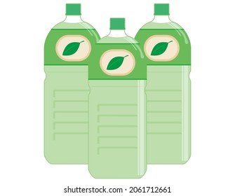 Green tea PET bottle. Vector illustration.