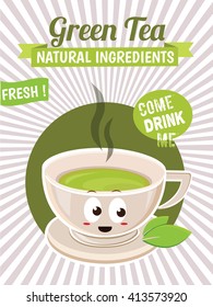 Green tea Poster. Isolated Vector
