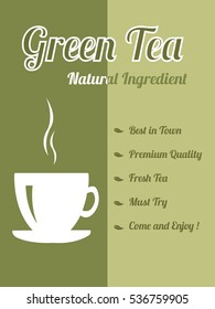 Green Tea Poster Vector illustration Flat