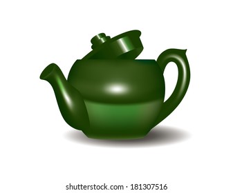 Green Tea Pot Illustration. Eps10.