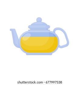 Green tea pot vector flat icon, Flat design of food, relaxation, superfood and healthcare object isolated on white background, cute vector illustration