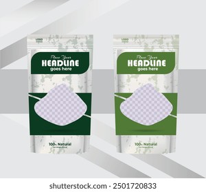 green tea powder Product Packaging stand up pouch template design