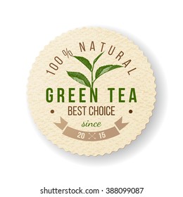 Green Tea round paper label 