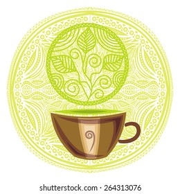Green tea round pattern design element vector illustration