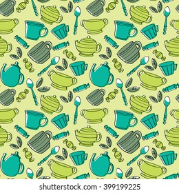 green tea seamless vector pattern