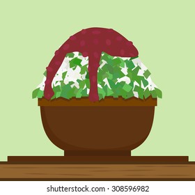 Green tea shaved ice. Vector illustration