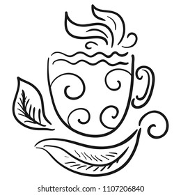 Green tea. Sketch. Vector illustration