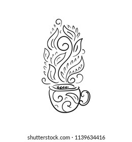 Green tea. Sketch. Vector illustration