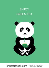 Green tea - Sweet poster with panda