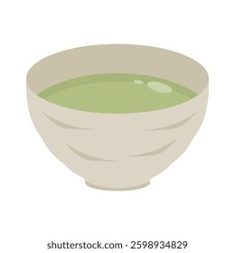Green tea in teacup icon. Vector.