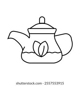 green tea in teapot line icon vector. green tea in teapot sign. isolated contour symbol black illustration