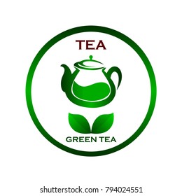 Green tea, teapot, logo, icon vector