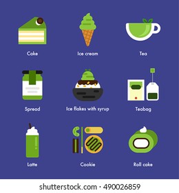 green tea variation food menu vector illustration flat design