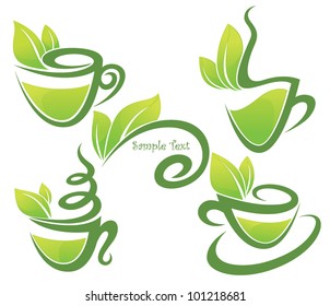  green tea, vector collection of forms, symbols and images