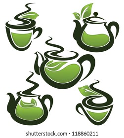 green tea, vector collection of forms, symbols and images